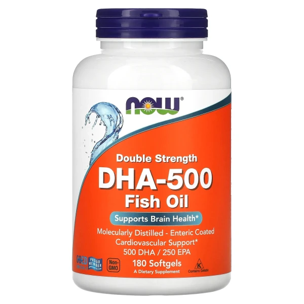 Риб’ячий жир із ДГК-500 подвійної сили NOW Foods (DHA-500) 180 капсул