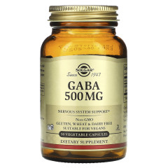 ГАМК (Гамма-аміномасляна кислота) Solgar (GABA) 500 мг 50 капсул