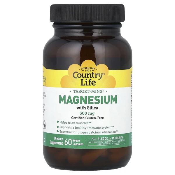 Магній з діоксидом кремнію Country Life (Magnesium Caps) 300 мг 60 капсул