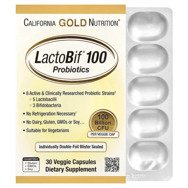 Пробиотики California Gold Nutrition (LactoBif Probiotics) 100 млрд КОЕ 30 капсул