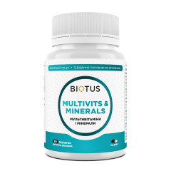 Мультивітаміни та мінерали, Multivits &amp; Minerals, Biotus, 60 таблеток