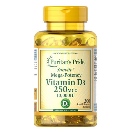 Витамин D3 10000 МЕ Puritan's Pride (Vitamin D3) 200 капсул