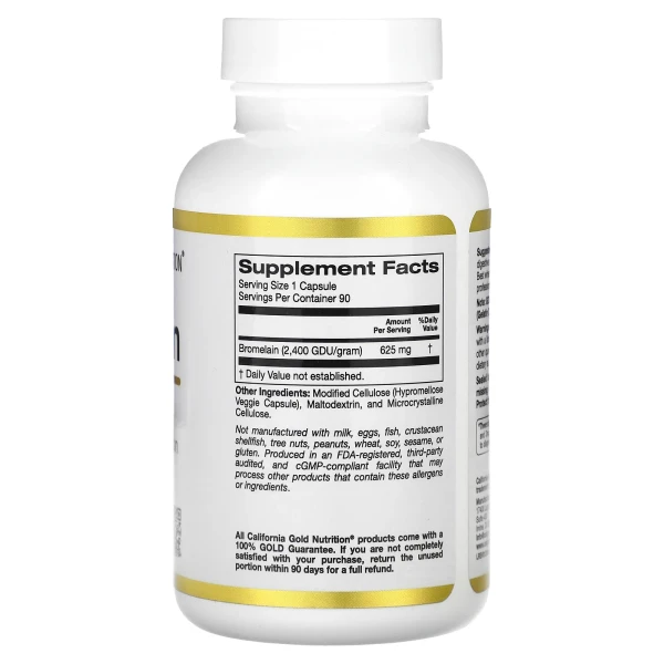 Бромелайн California Gold Nutrition (Bromelain) 625 мг 90 вегетарианских капсул