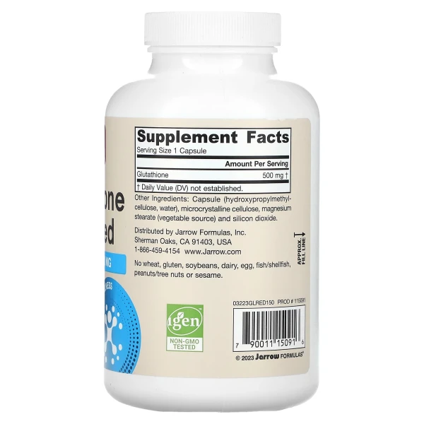 Jarrow Formulas, глутатіон відновлений, 500 мг, 150 вегетаріанських капсул