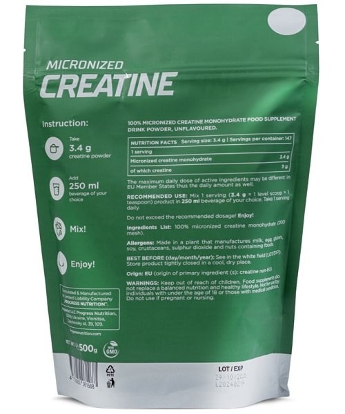 Креатин моногідрат Progress (Creatine Monohydrate) 500 грам