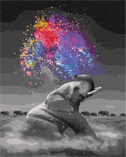 Картина за номерами Слон з яскравими фарбами  Brushme 40x50