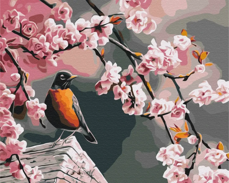 Картина за номерами Снігур та сакура  Brushme 48x60