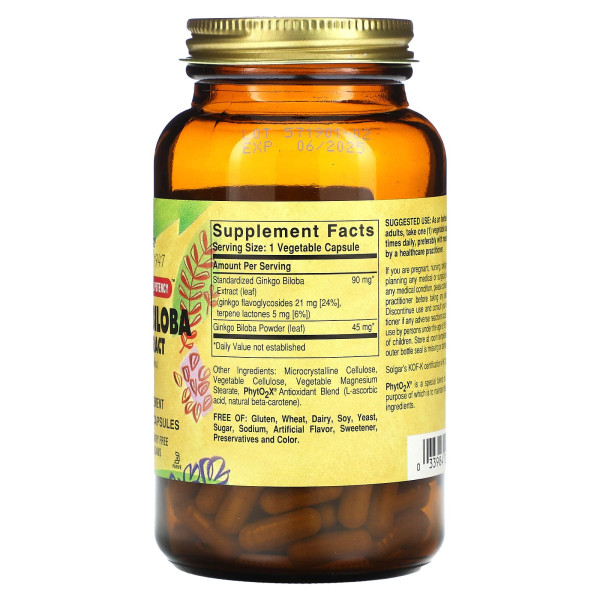 Листя Гінкго Білоба Solgar (Ginkgo Biloba) 135 мг 180 капсул