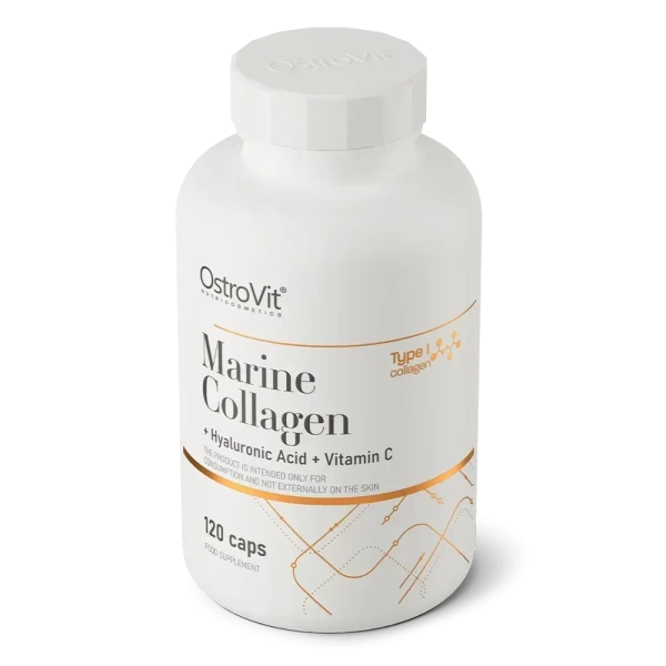 Морський колаген Ostrovit з гіалуроновою кислотою та вітаміном C Marine Collagen with Hyaluronic Acid and Vitamin C 120 капсул