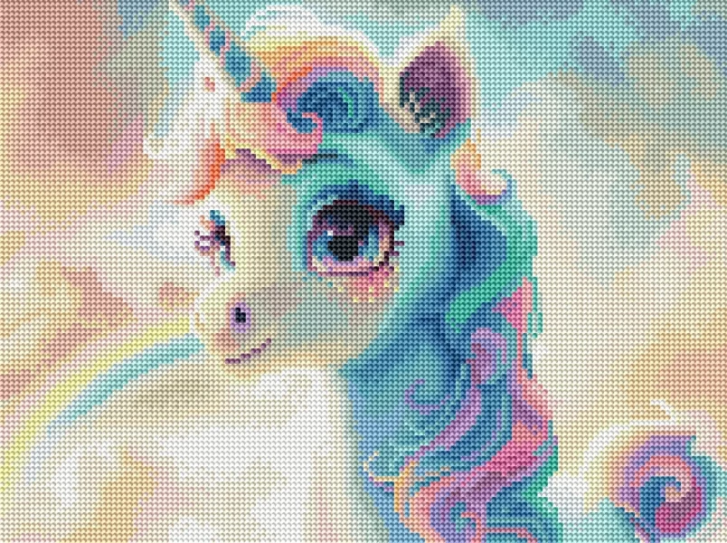 Алмазна мозаїка Кольоровий єдиноріг 30x40 Brushme