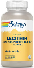Лецитин із сої, Lecithin, Solaray, без олії, 500 мг, 250 капсул