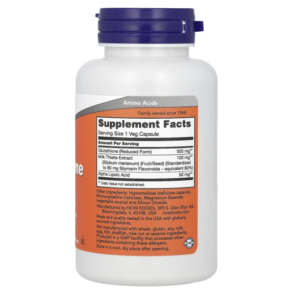 Глутатіон NOW Foods (Glutathione) 500 мг 60 вегетаріанських капсул