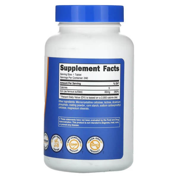 Залізо 65 мг Nutricost (Iron) 240 таблеток