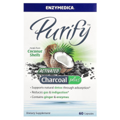 Активоване вугілля з кокосу Enzymedica (Activated Coconut Charcoal+) 60 капсул