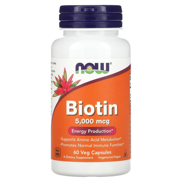Біотин Now Foods (Biotin) 5000 мкг 60 капсул