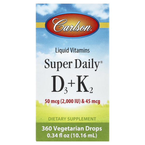 Вітамін D3 і Вітамін K2 Carlson (Super Daily D3 + K2) 1000 МО/22,5 мкг 10,16 мл рідини