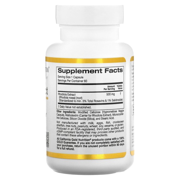 Экстракт родиолы California Gold Nutrition (Rhodiola Extract) 500 мг 60 капсул