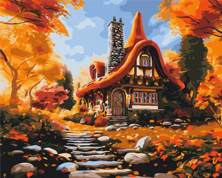 Премиум картина по номерам Домик осени Brushme 40x50