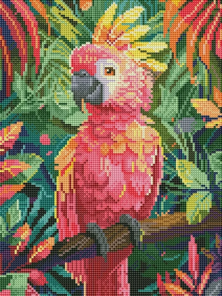 Алмазна мозаїка Рожевий папуга 30x40 Brushme