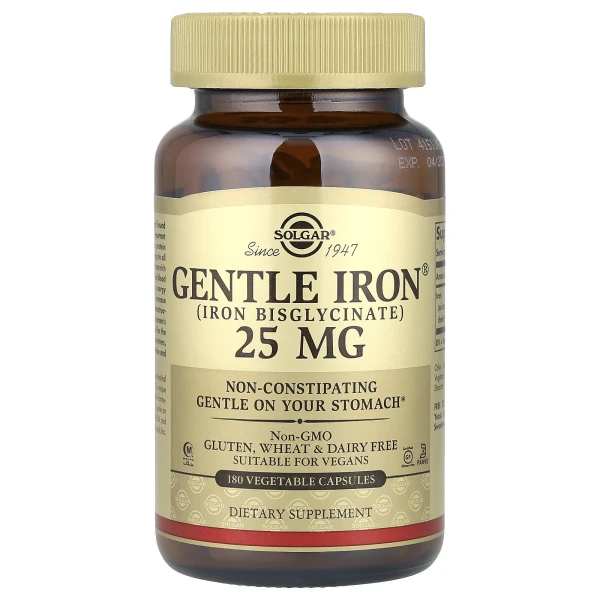 Залізо Solgar (Gentle Iron) 25 мг 180 рослинних капсул
