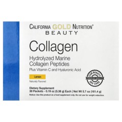 Пептиды морского коллагена California Gold Nutrition (Marine Collagen Peptides) 30 пакетиков со вкусом лимона