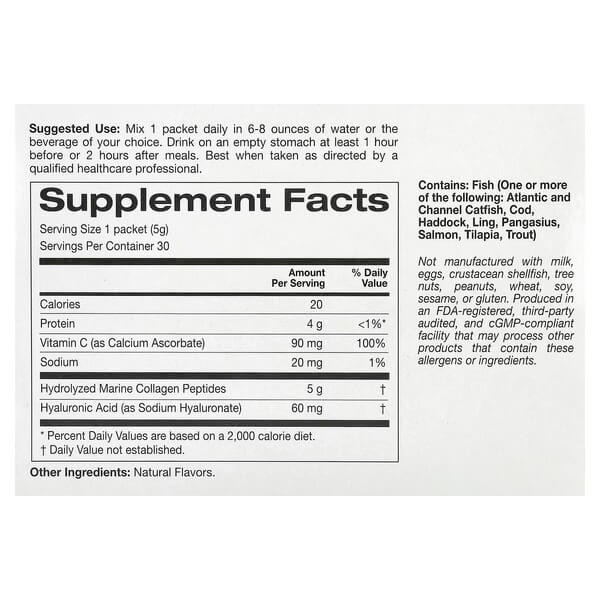 Пептиды морского коллагена California Gold Nutrition (Marine Collagen Peptides) 30 пакетиков со вкусом лимона