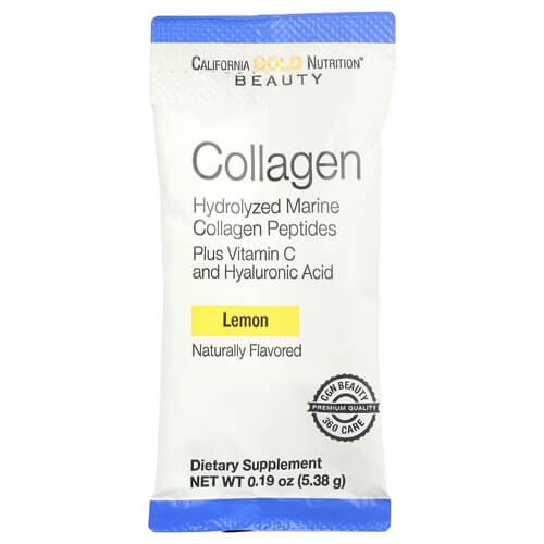 Пептиды морского коллагена California Gold Nutrition (Marine Collagen Peptides) 30 пакетиков со вкусом лимона