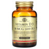 Вітамін D3 (холекальциферол) Solgar (Vitamin D3) 10 мкг (400 МО) 100 капсул