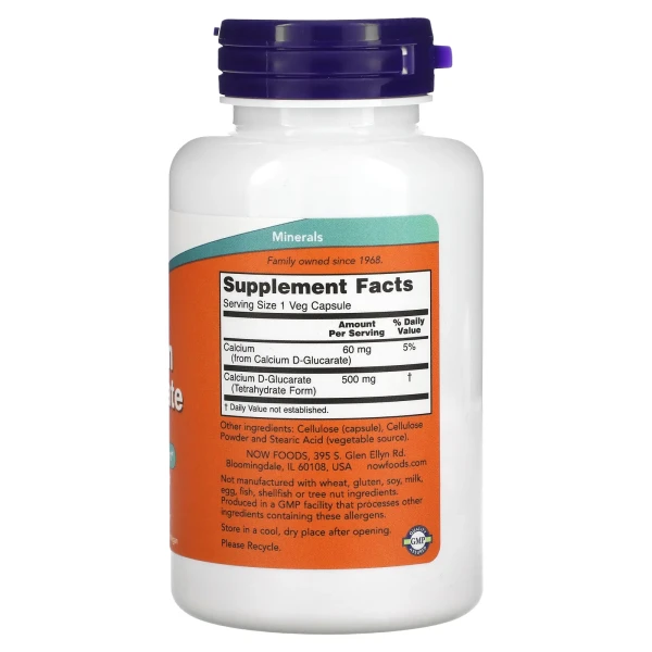 Глюкорат кальцію Now Foods (Calcium D-glucarate) 500 мг 90 вегетаріанських капсул