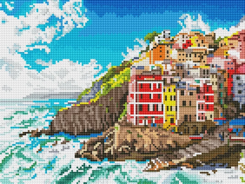 Алмазная мозаика Поселок на скалах 30x40 Brushme