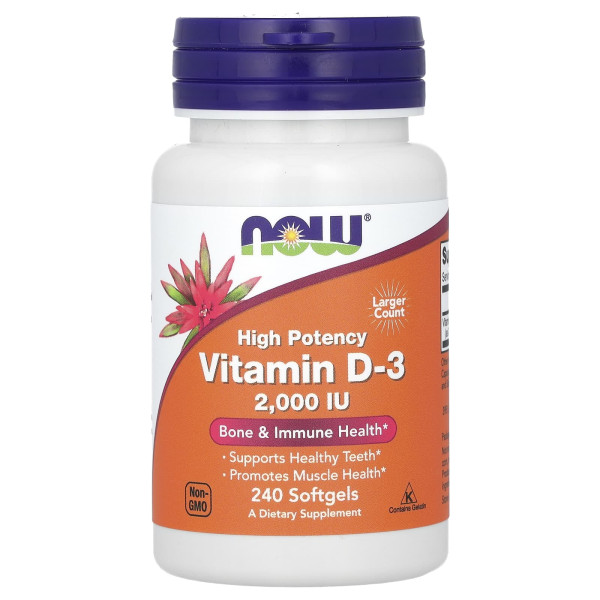 Високоефективний вітамін D3 NOW Foods (Vitamin D3) 2000 МО 240 капсул