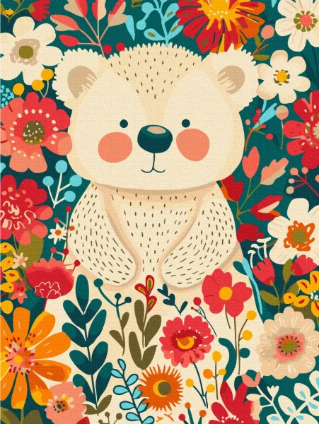 Картина по номерам Мишка в цветах Brushme 30x40