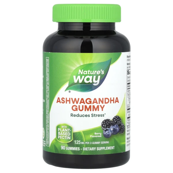 Ашвагандха Nature's Way (Ashwagandha Gummies) 125 мг 90 жувальних цукерок з ягідним смаком