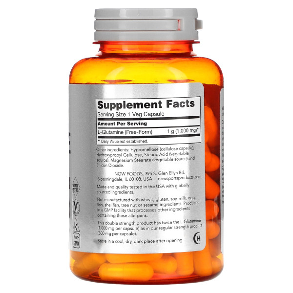 Глютамін Now Foods (L-Glutamine) 1000 мг 120 капсул