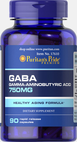 ГАМК гамма-аміномасляна кислота Puritan's Pride (GABA) 750 мг 90 капсул