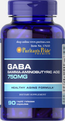 ГАМК гамма-аміномасляна кислота Puritan's Pride (GABA) 750 мг 90 капсул