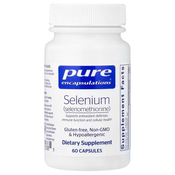 Селен (селенометионин) Pure Encapsulations (Selenium) 200 мкг 60 капсул для поддержания иммунной системы, предстательной железы, коллагена и щитовидной железы
