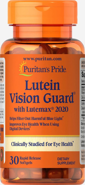 Лютеїн із зеаксантином та цинком, Lutein Vision Guard, Puritan's Pride, 30 гелевих капсул