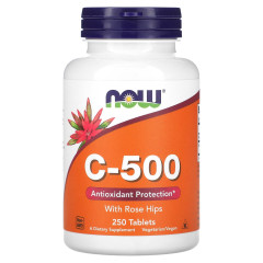 Вітамін C-500 з шипшиною NOW Foods (C-500) 250 таблеток