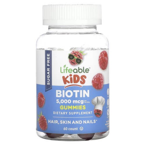 Біотин 5000 мкг Lifeable (Kids Biotin Gummies Sugar Free) 60 жувальних цукерок