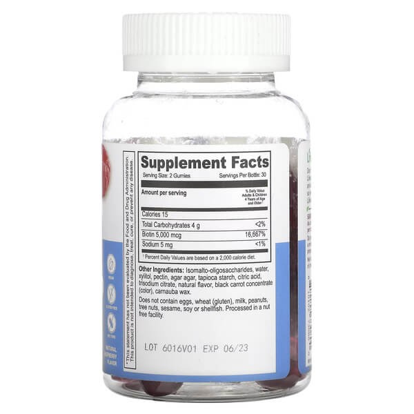 Біотин 5000 мкг Lifeable (Kids Biotin Gummies Sugar Free) 60 жувальних цукерок
