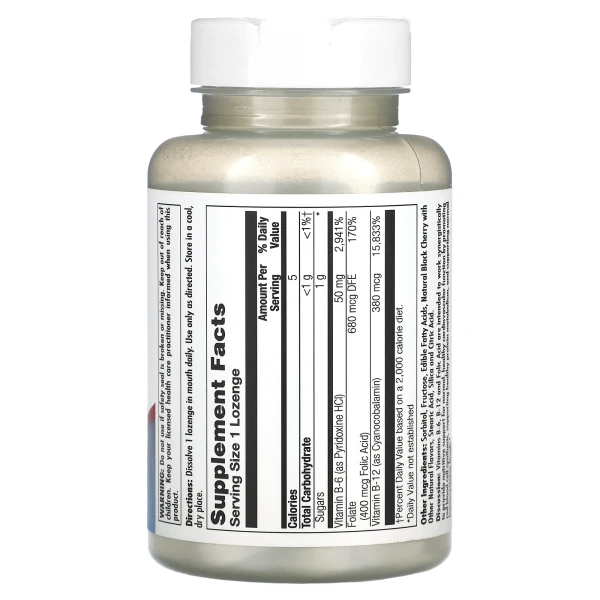 Вітаміни B-6 B-12 фолієва кислота KAL (B-6 B-12 Folic Acid) 50 мг/400 мкг/400 мкг 60 льодяників зі смаком ягід