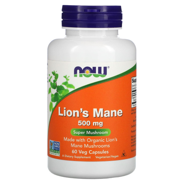 Їжовик гребінчастий Now Foods (Lion's Mane) 500 мг 60 капсул