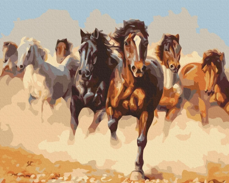 Картина по номерам Лошади 48x60 Brushme