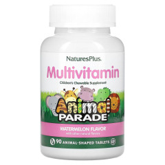 Жувальна мультивітамінна добавка для дітей NaturesPlus (Animal Parade) 90 таблеток у формі тварин зі смаком кавуна