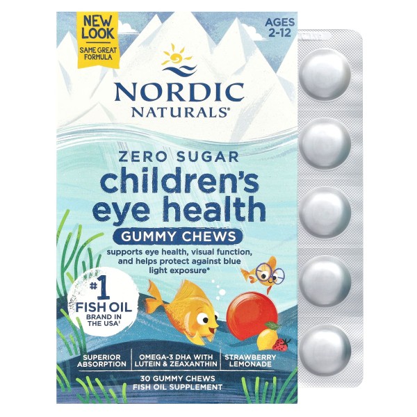 Nordic Naturals, жувальні таблетки для здоров’я очей, без цукру, для дітей віком від 2 до 12 років, полуничний лимонад, 30 жувальних таблеток