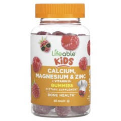 Кальцій, магній і цинк з вітаміном D3 для дітей Lifeable (Kids Calcium, Magnesium &amp; Zinc + Vitamin D3) 60 жувальних цукерок