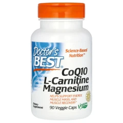 CoQ10 L-карнітин та магній Doctor's Best (CoQ10, L-Carnitine &amp; magnesium) 90 капсул