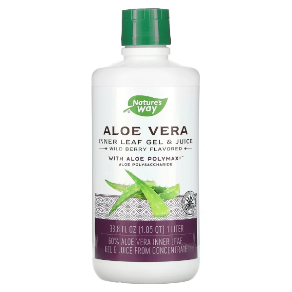 Алое вера гель і сік з алое полімаксом Nature's Way (Aloe Vera inner leaf gel juice with aloe polymax) 1 л зі смаком диких ягід