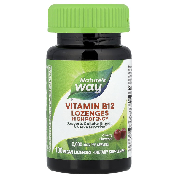 Вітамін B-12 Nature's Way (Vitamin B12) 2000 мкг 100 льодяників зі смаком вишні